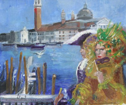 &quot;Gran Canal (Venecia)&quot;, óleo s / t, 54 x 65 cm.