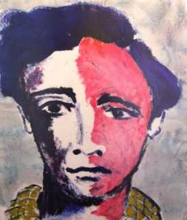 &quot;Retrato de joven&quot;, mixta s / papel, 70 x 58 cm.