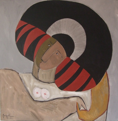 &quot;Máscara&quot;, acrílico s / tela, 100 x 100 cm.