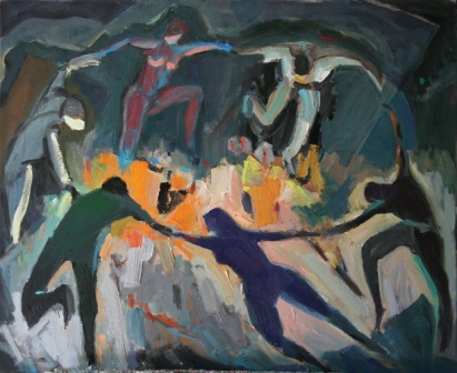 &quot;Dança de foc&quot;, óleo s / t, 50 x 61 cm.
